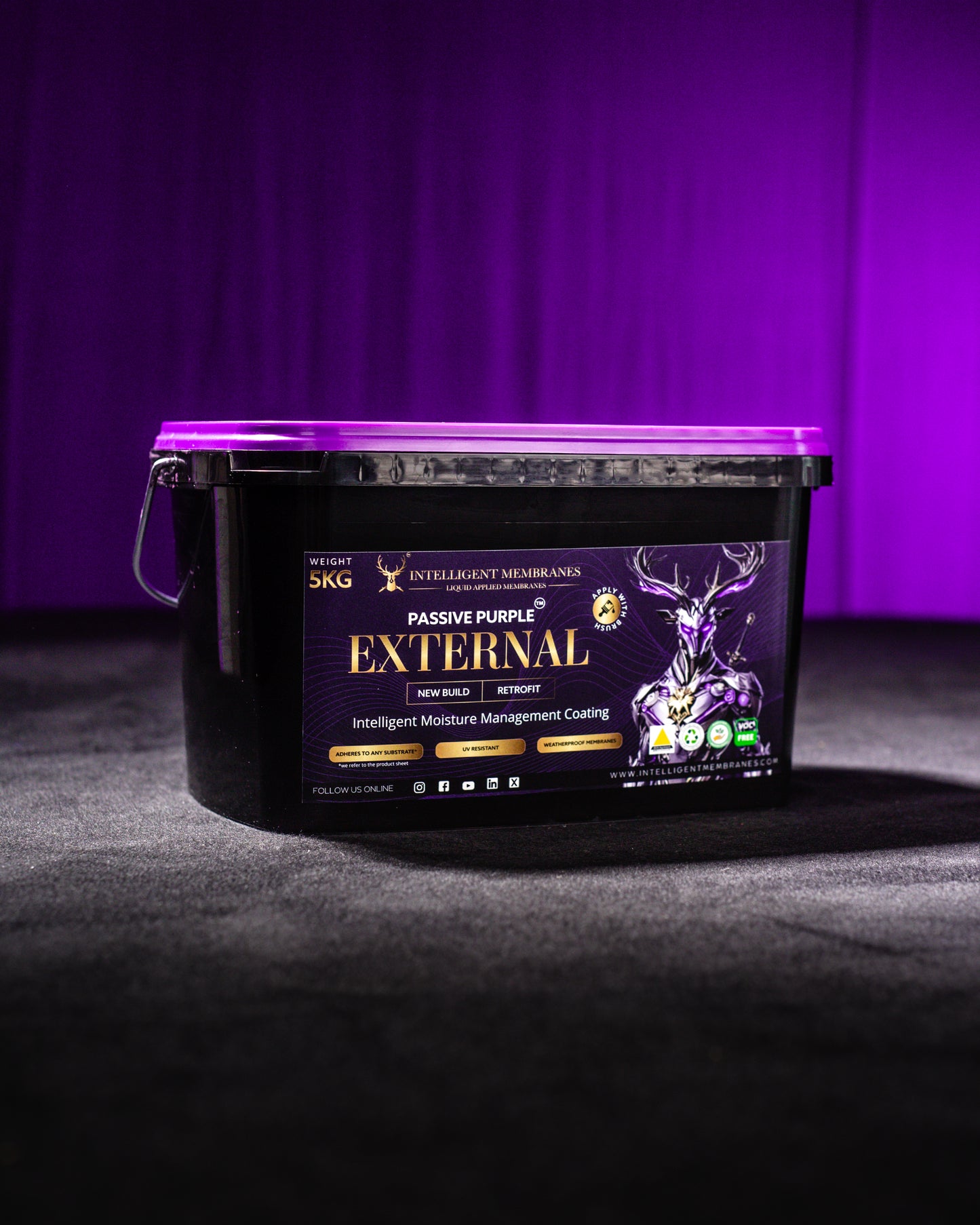 Passive Purple External Airtight Fire Rated Façade Waterproofing Membrane (5kg) - Brush