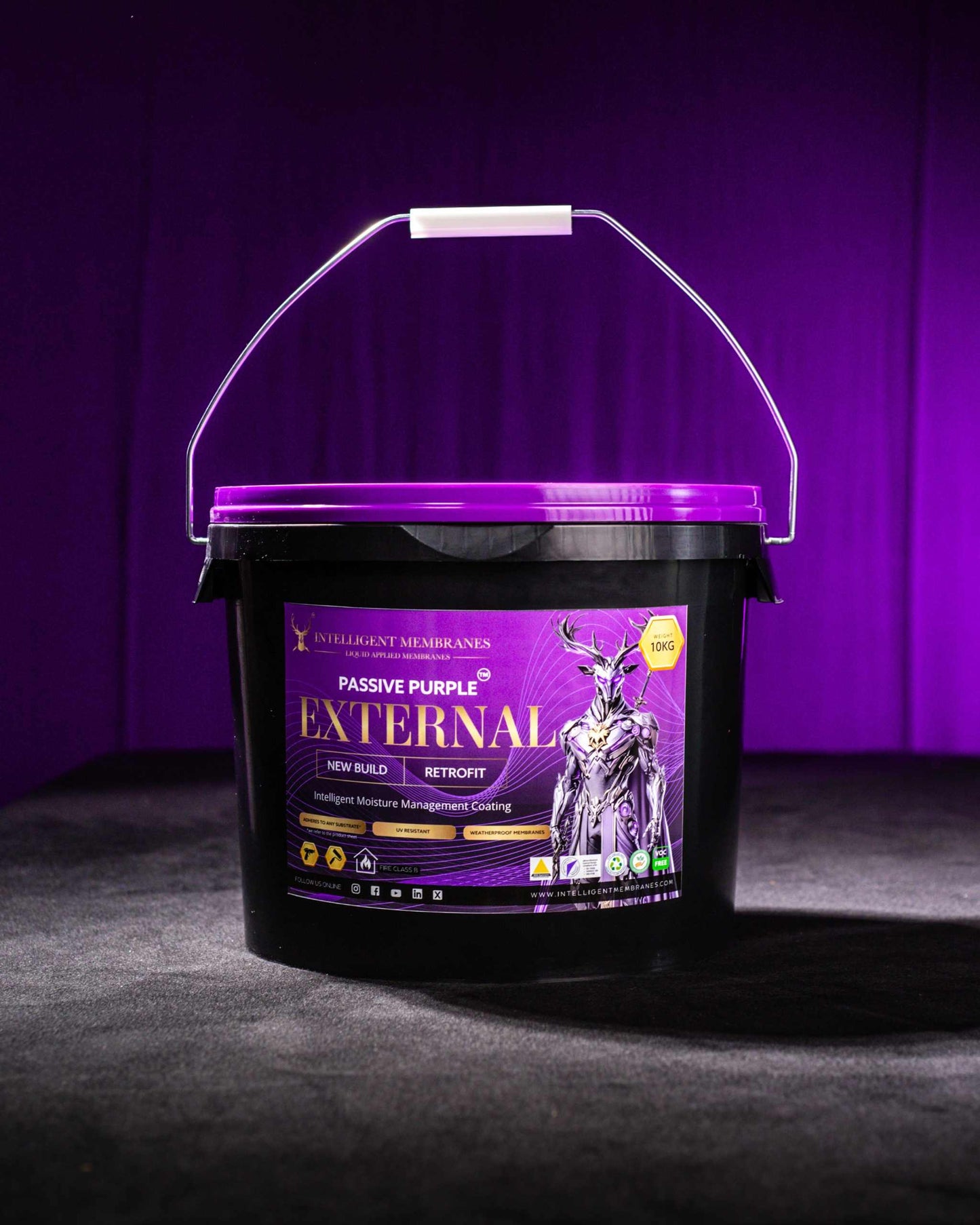 Passive Purple External Airtight Fire Rated Façade Waterproofing Membrane (10kg) - Spray / Roller
