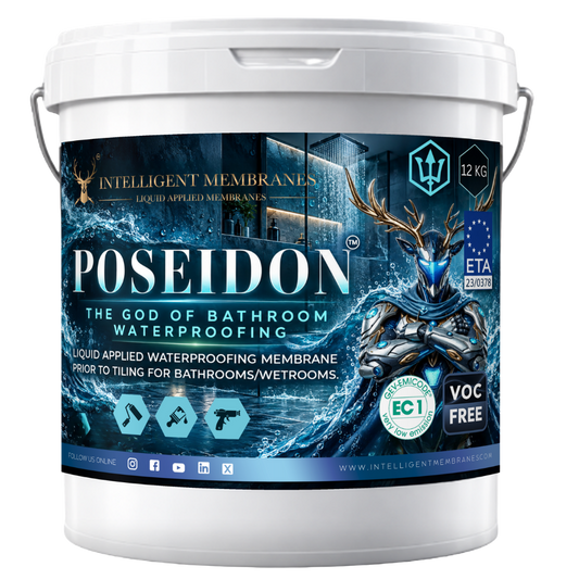 Poseidon - Bathroom & Wetroom Waterproofing Membrane Paint (6kg, 12kg) - Spray / Roller