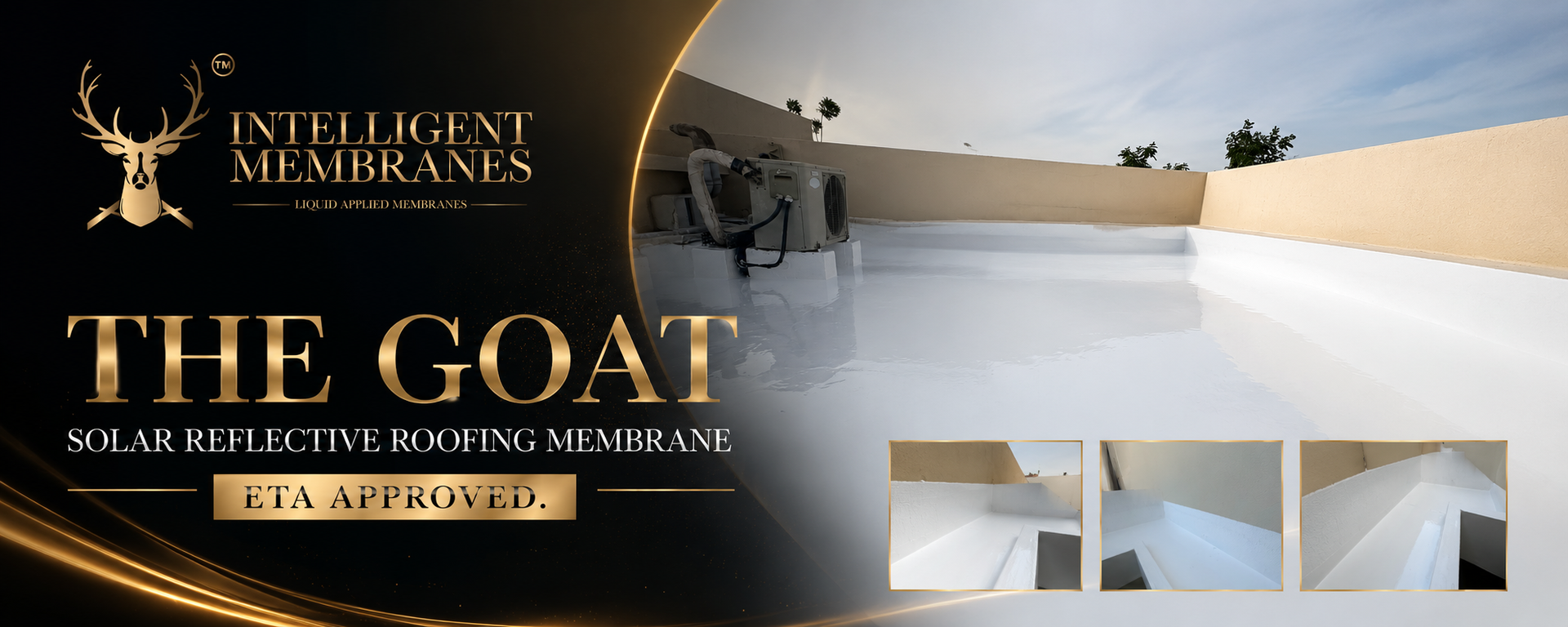 The GOAT solar reflective roofing membrane — ETA approved white cool roof coating, proven in Dubai.