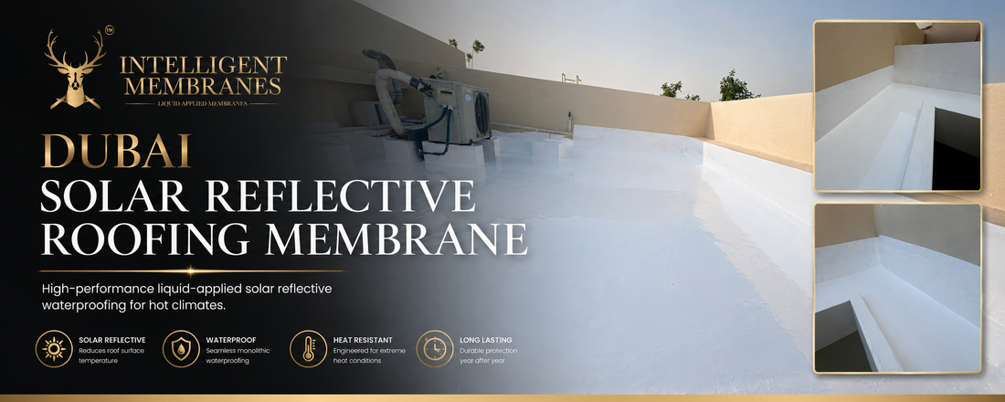 The GOAT solar reflective roof in Dubai — up to 30–45% cooler roof surface, ETA approved cool roof membrane