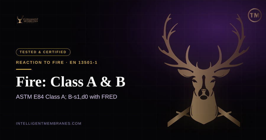Passive Purple Fire Performance: Class A in the US, Euroclass C (and B-s1,d0 with FRED)