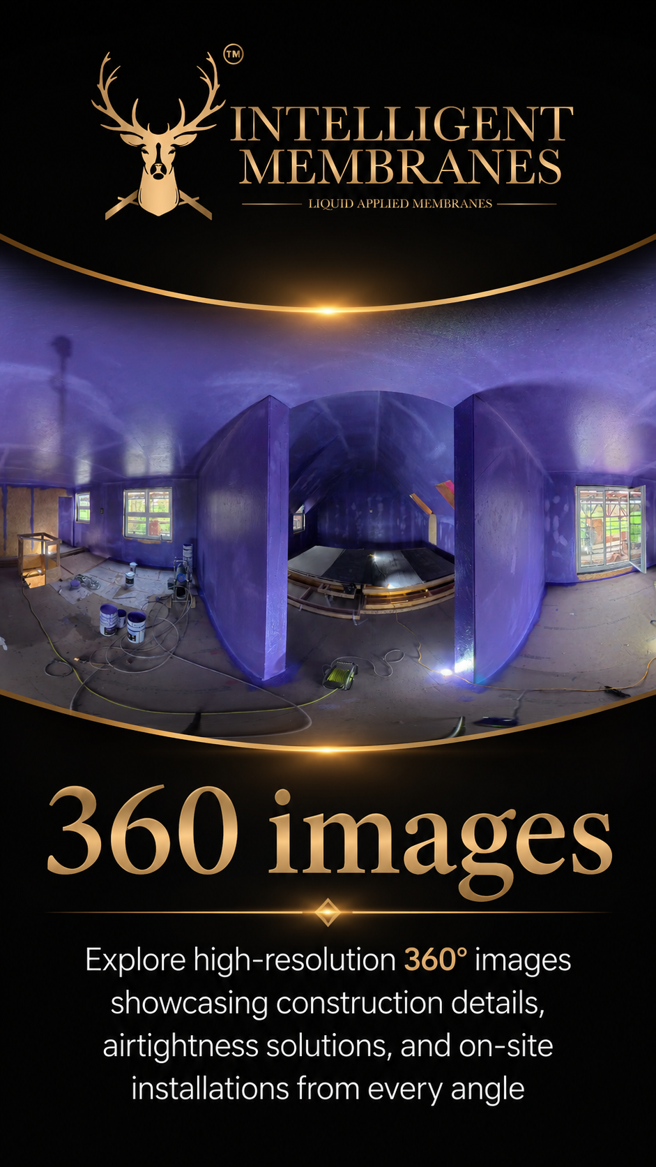 360 degree airtightness images — Passive Purple airtight membrane on site (mobile)
