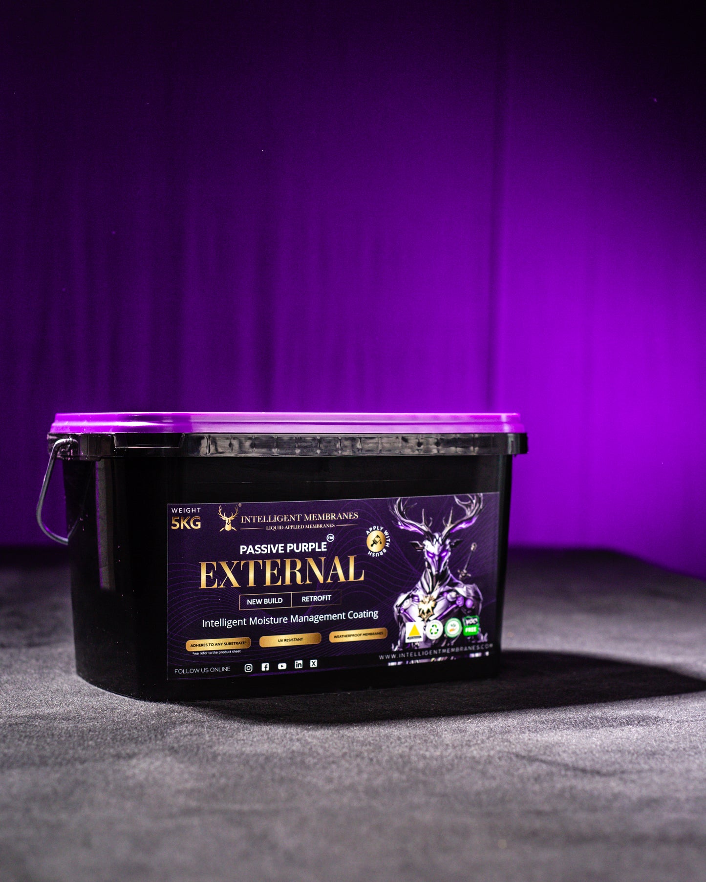 Passive Purple External Airtight Fire Rated Façade Waterproofing Membrane (5kg) - Brush