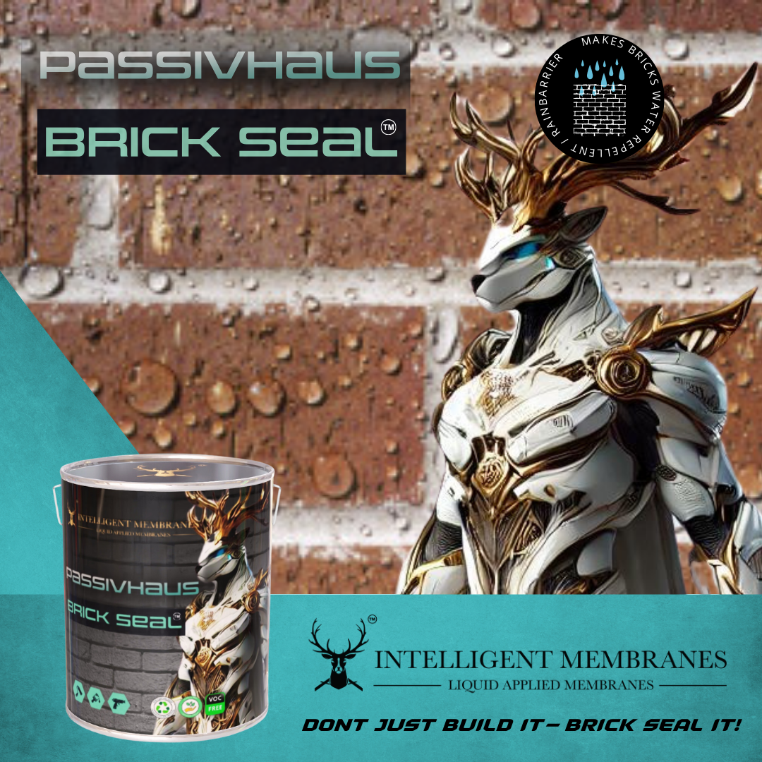 Side-by-side comparison of untreated bricks and bricks protected with Passivhaus Brickseal, showing no change in appearance but complete moisture protection.