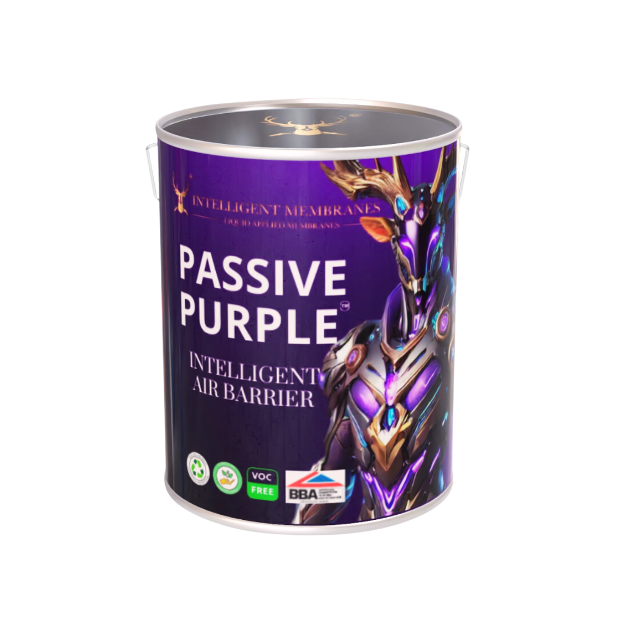 Passive Purple airtight liquid membrane tin used for creating high-performance, vapour control building envelopes.