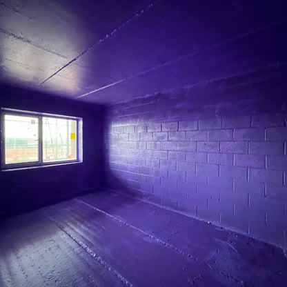 "Finished airtight building coated with Passive Purple liquid membrane for full internal and external airtightness"