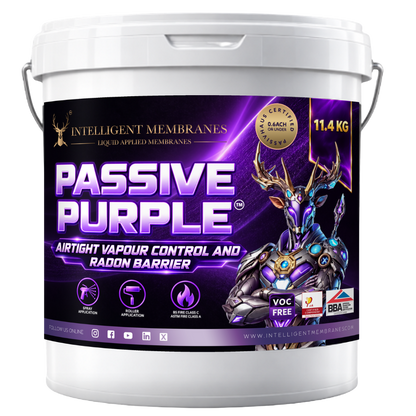 Passive Purple – Pintura hermética, barrera de vapor y estanca al humo (11,4 kg) – Aplicación por aspersión o rodillo