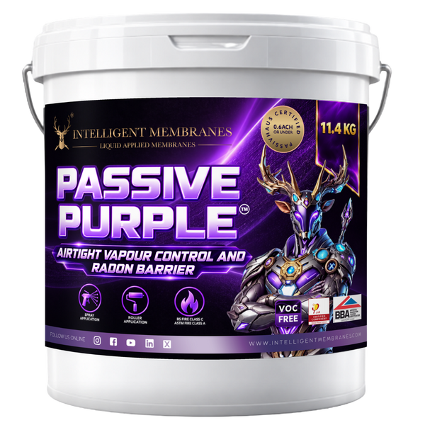 Passive Purple – Pintura hermética, barrera de vapor y estanca al humo (11,4 kg) – Aplicación por aspersión o rodillo