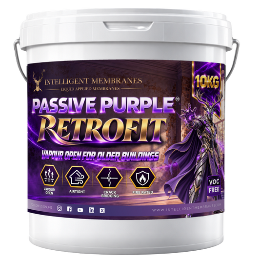 Passive Purple Retrofit – Pintura hermética para rehabilitación (10 kg) – Aplicación por aspersión o rodillo