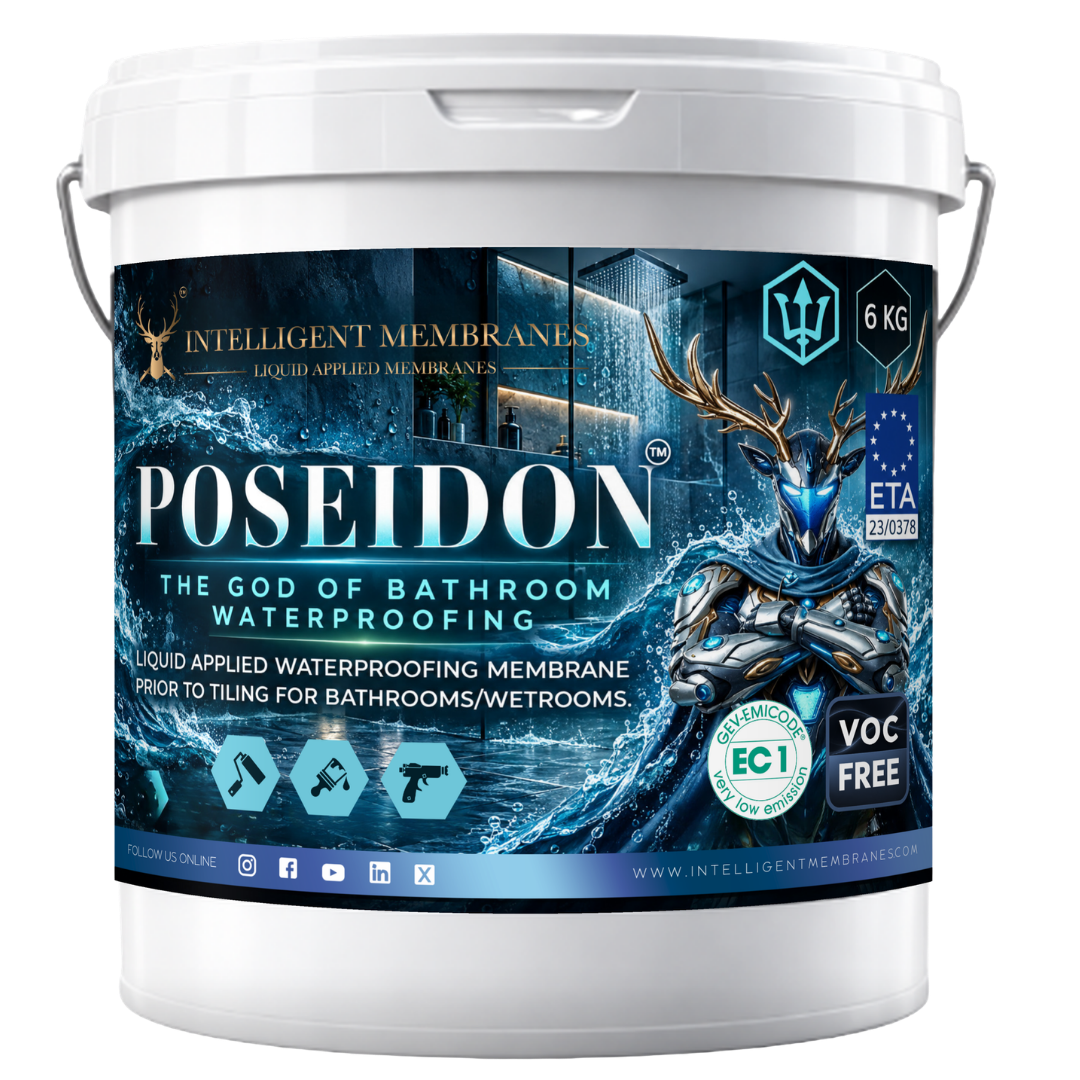 Poseidon - Bathroom & Wetroom Waterproofing Membrane Paint (6kg, 12kg) - Spray / Roller