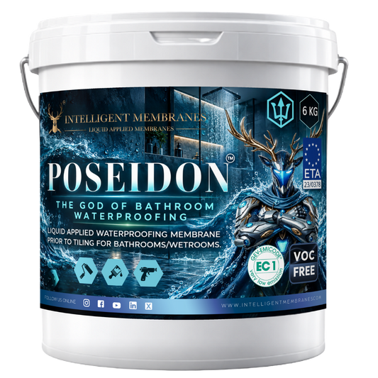 Poseidon - Bathroom & Wetroom Waterproofing Membrane Paint (6kg, 12kg) - Spray / Roller