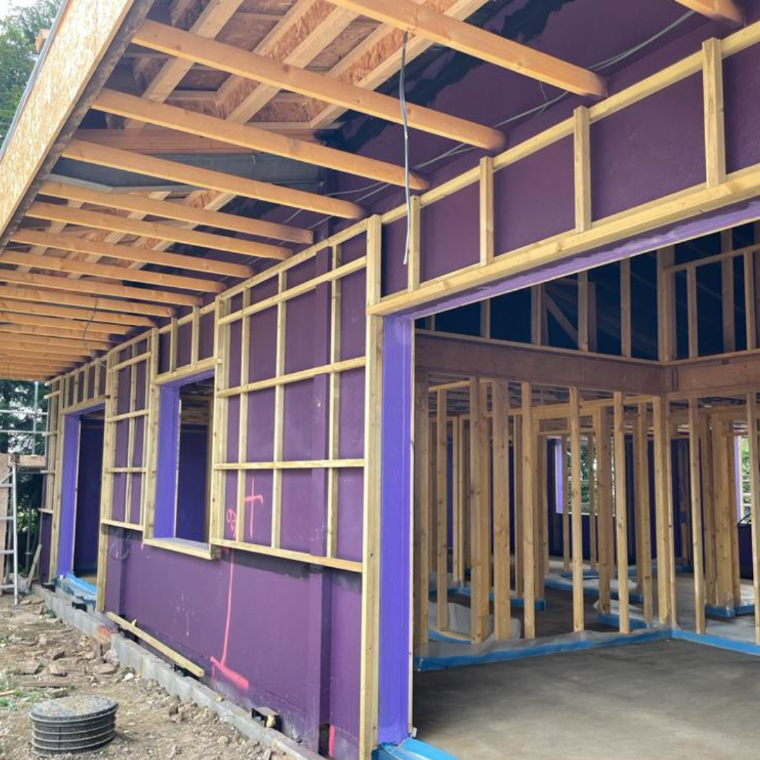 passive purple external waterproof breather membrane that is liquid applied