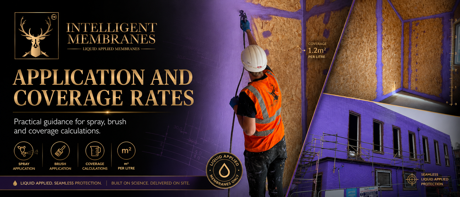 Application and coverage rates for Intelligent Membranes liquid airtight membranes — desktop banner
