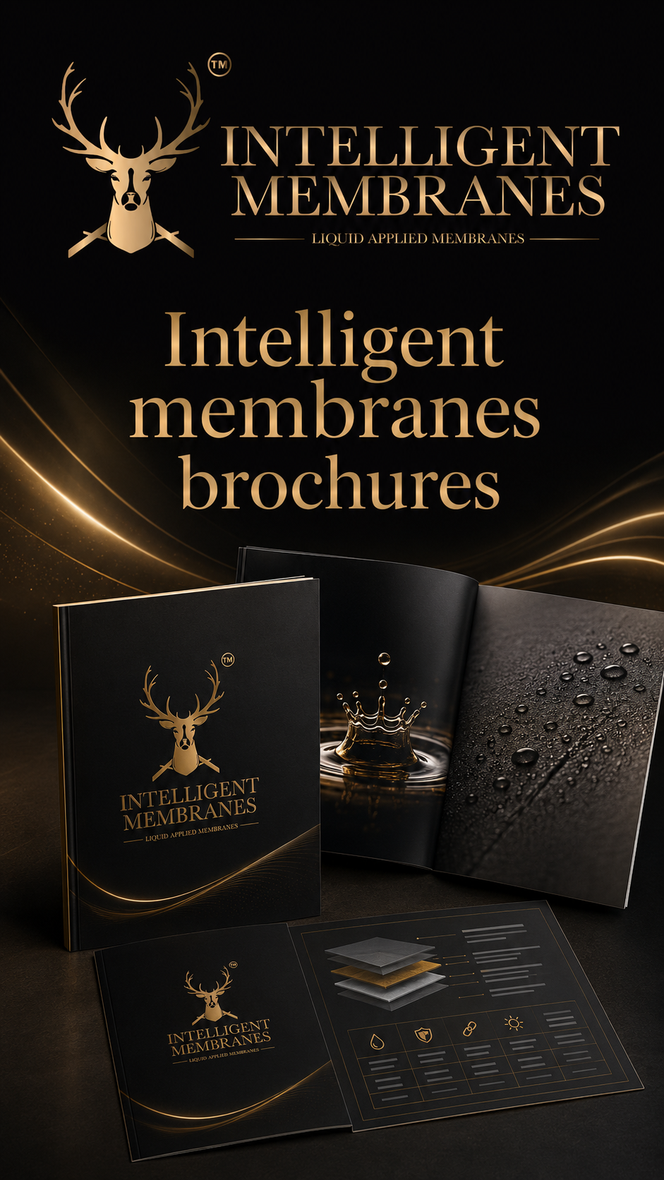 Intelligent Membranes brochures — airtight paint and liquid membrane product guides (mobile)