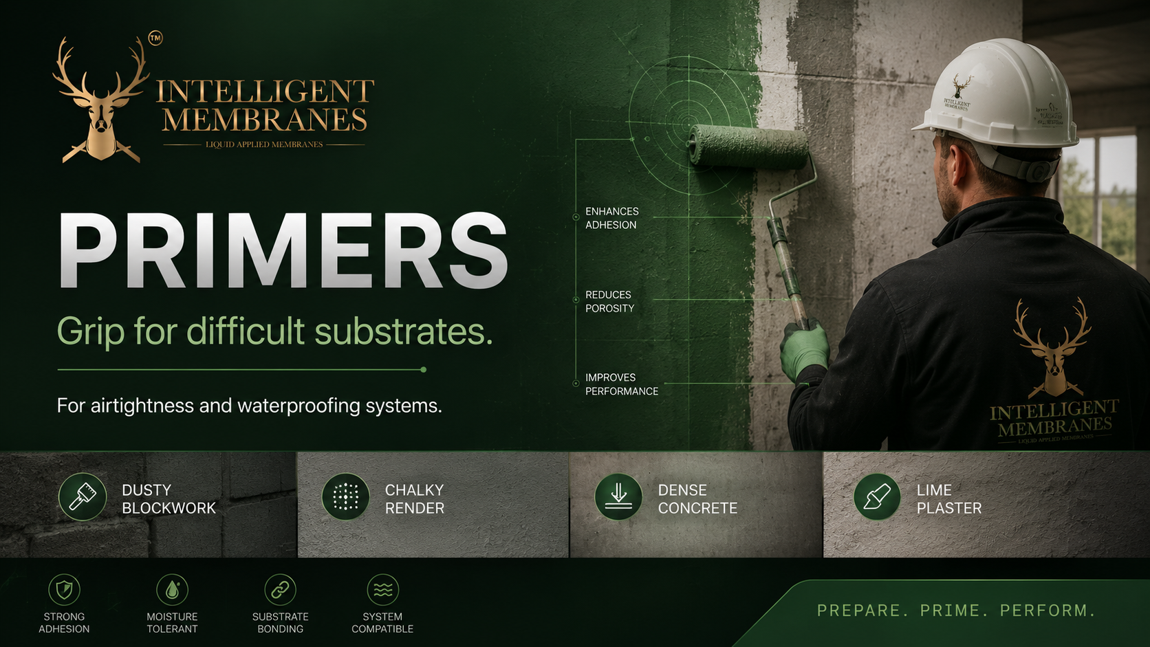 Primer solutions — Lime Prime, Primer IM and Supergrip primers for airtight membranes and plasters