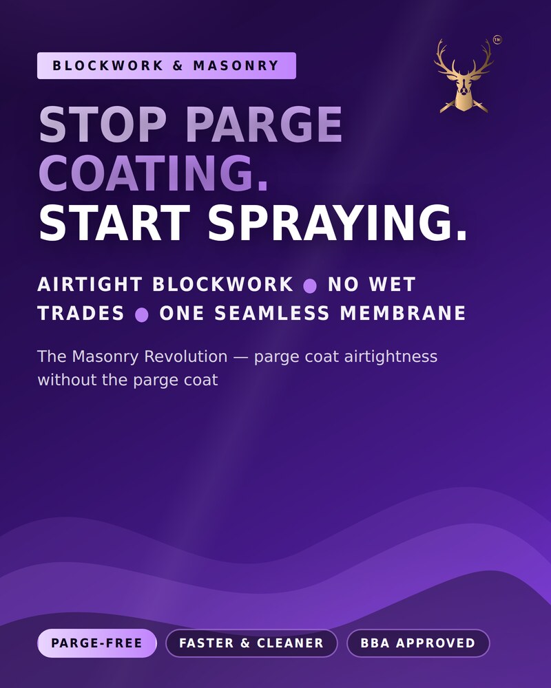 Airtight blockwork without parge coating — Passive Purple (mobile banner)