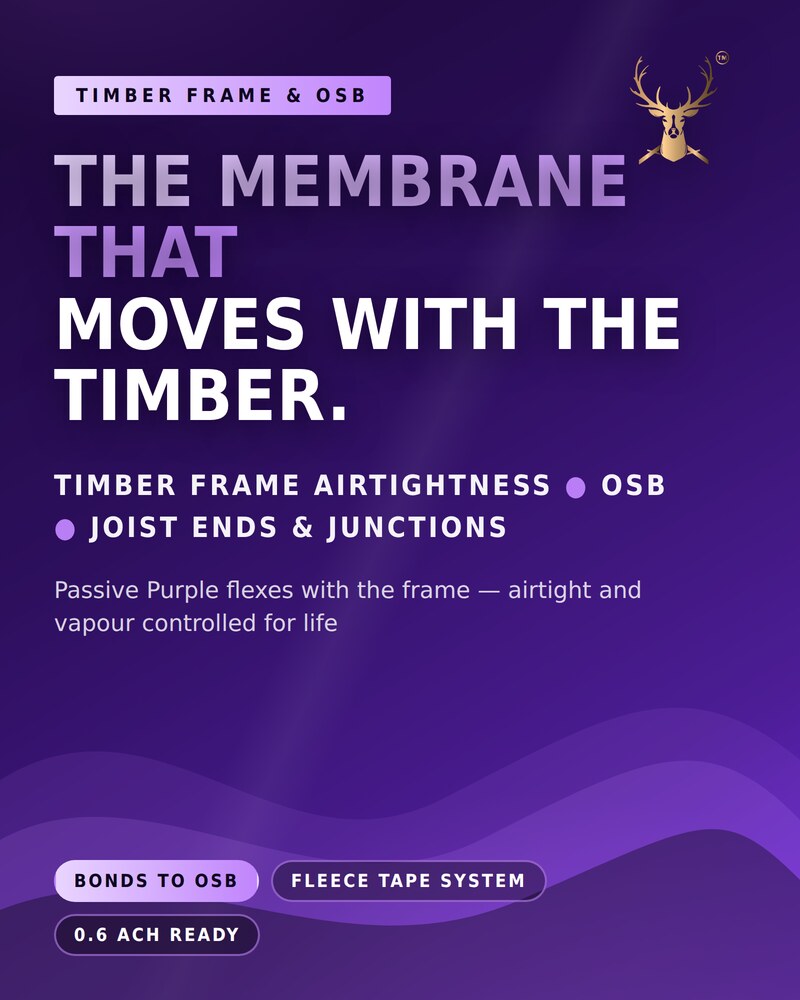 Timber frame and OSB airtightness — Passive Purple (mobile banner)